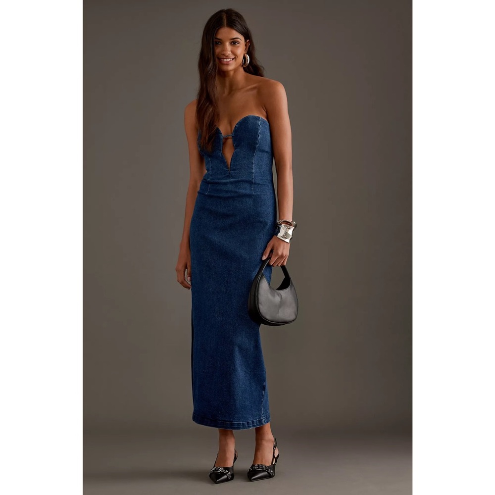 Bardot | Eleni Denim Midi Dress In Dark Denim ~ US 10
